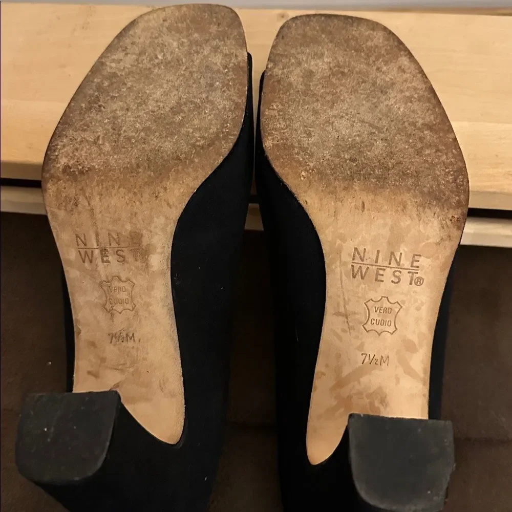 Nine West Black Peep-Toe Heels